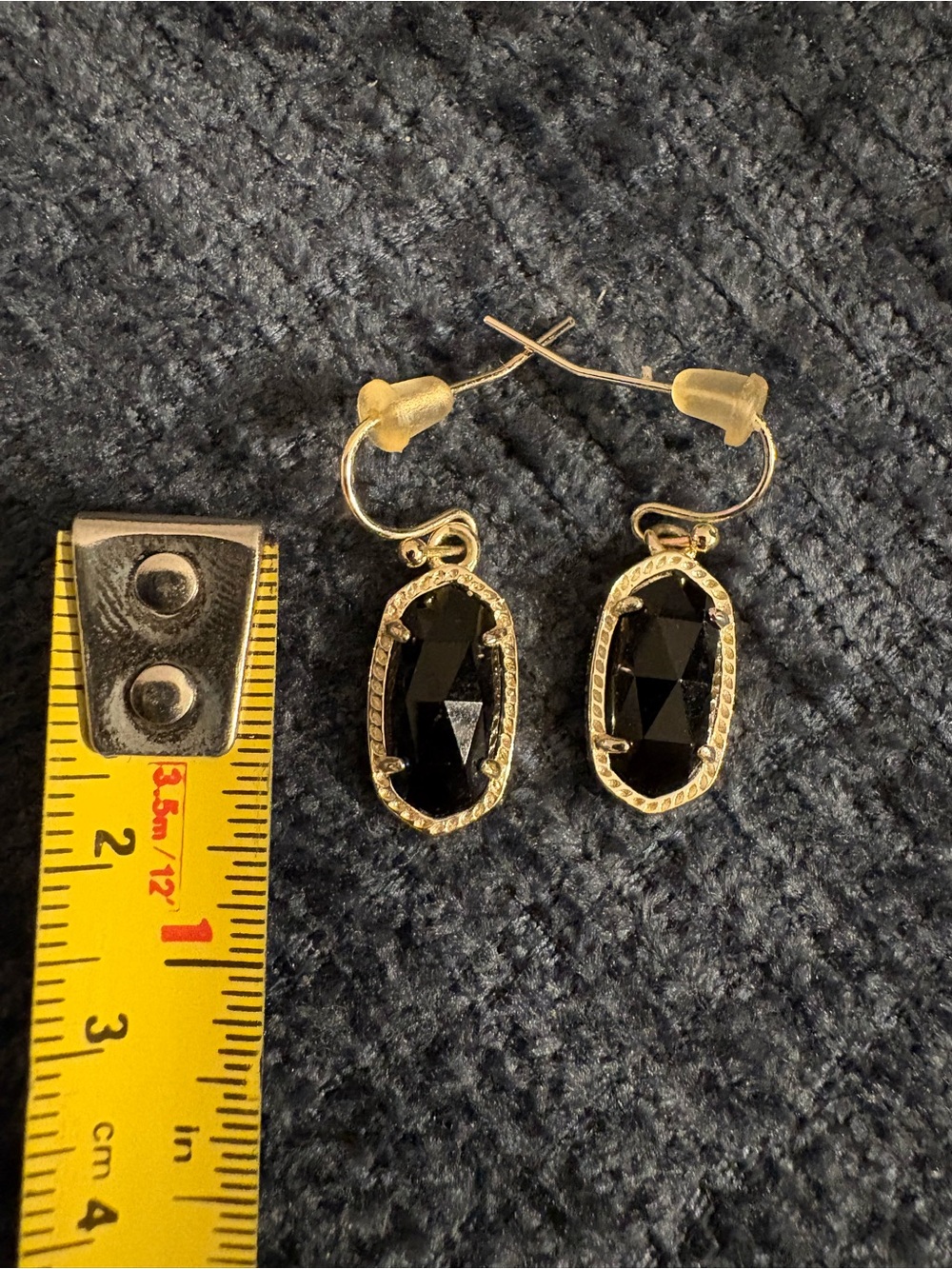 Kendra Scott Gold-Tone Black Oval Drop Earrings